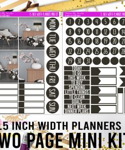 Two Page 1.5 Inch Width Mini Kit 014 Planner Stickers, Bullet Journal Stickers, Functional Planner Stickers, Stationary Stickers