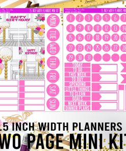 Two Page 1.5 Inch Width Mini Kit 017 Planner Stickers, Bullet Journal Stickers, Functional Planner Stickers, Stationary Stickers