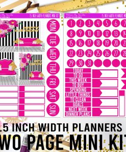 Two Page 1.5 Inch Width Mini Kit 018 Planner Stickers, Bullet Journal Stickers, Functional Planner Stickers, Stationary Stickers