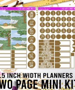 Two Page 1.5 Inch Width Mini Kit 002 Planner Stickers, Bullet Journal Stickers, Functional Planner Stickers, Stationary Stickers