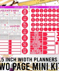 Two Page 1.5 Inch Width Mini Kit 020 Planner Stickers, Bullet Journal Stickers, Functional Planner Stickers, Stationary Stickers