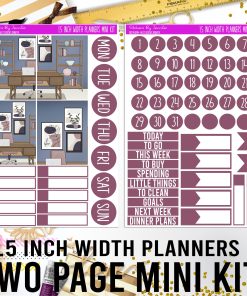 Two Page 1.5 Inch Width Mini Kit 004 Planner Stickers, Bullet Journal Stickers, Functional Planner Stickers, Stationary Stickers