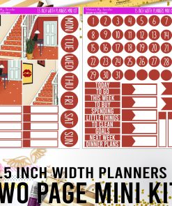 Two Page 1.5 Inch Width Mini Kit 007 Planner Stickers, Bullet Journal Stickers, Functional Planner Stickers, Stationary Stickers