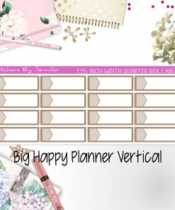 1.95 inch Width Quarter Box Labels 005 for Big Happy Planner Vertical Planner Stickers