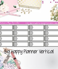 1.95 inch Width Quarter Box Labels 011 for Big Happy Planner Vertical Planner Stickers