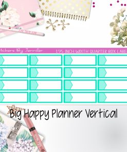 1.95 inch Width Quarter Box Labels 035 for Big Happy Planner Vertical Planner Stickers