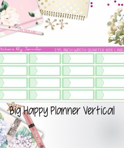 1.95 inch Width Quarter Box Labels 038 for Big Happy Planner Vertical Planner Stickers