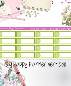 1.95 inch Width Quarter Box Labels 047 for Big Happy Planner Vertical Planner Stickers