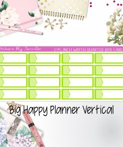 1.95 inch Width Quarter Box Labels 048 for Big Happy Planner Vertical Planner Stickers