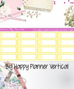 1.95 inch Width Quarter Box Labels 053 for Big Happy Planner Vertical Planner Stickers