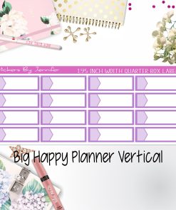 1.95 inch Width Quarter Box Labels 080 for Big Happy Planner Vertical Planner Stickers