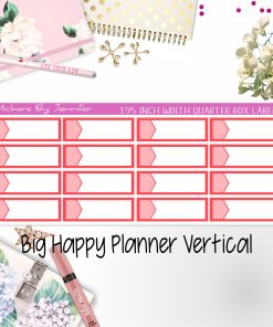 1.95 inch Width Quarter Box Labels 097 for Big Happy Planner Vertical Planner Stickers
