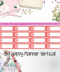 1.95 inch Width Quarter Box Labels 098 for Big Happy Planner Vertical Planner Stickers
