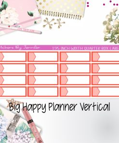 1.95 inch Width Quarter Box Labels 099 for Big Happy Planner Vertical Planner Stickers