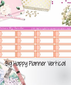 1.95 inch Width Quarter Box Labels 100 for Big Happy Planner Vertical Planner Stickers