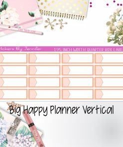1.95 inch Width Quarter Box Labels 103 for Big Happy Planner Vertical Planner Stickers