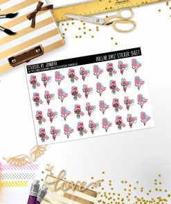 4th of July Character Girl Mini DD020, Planner Stickers, Bullet Journal, Functional Planner Stickers, Stationary Stickers