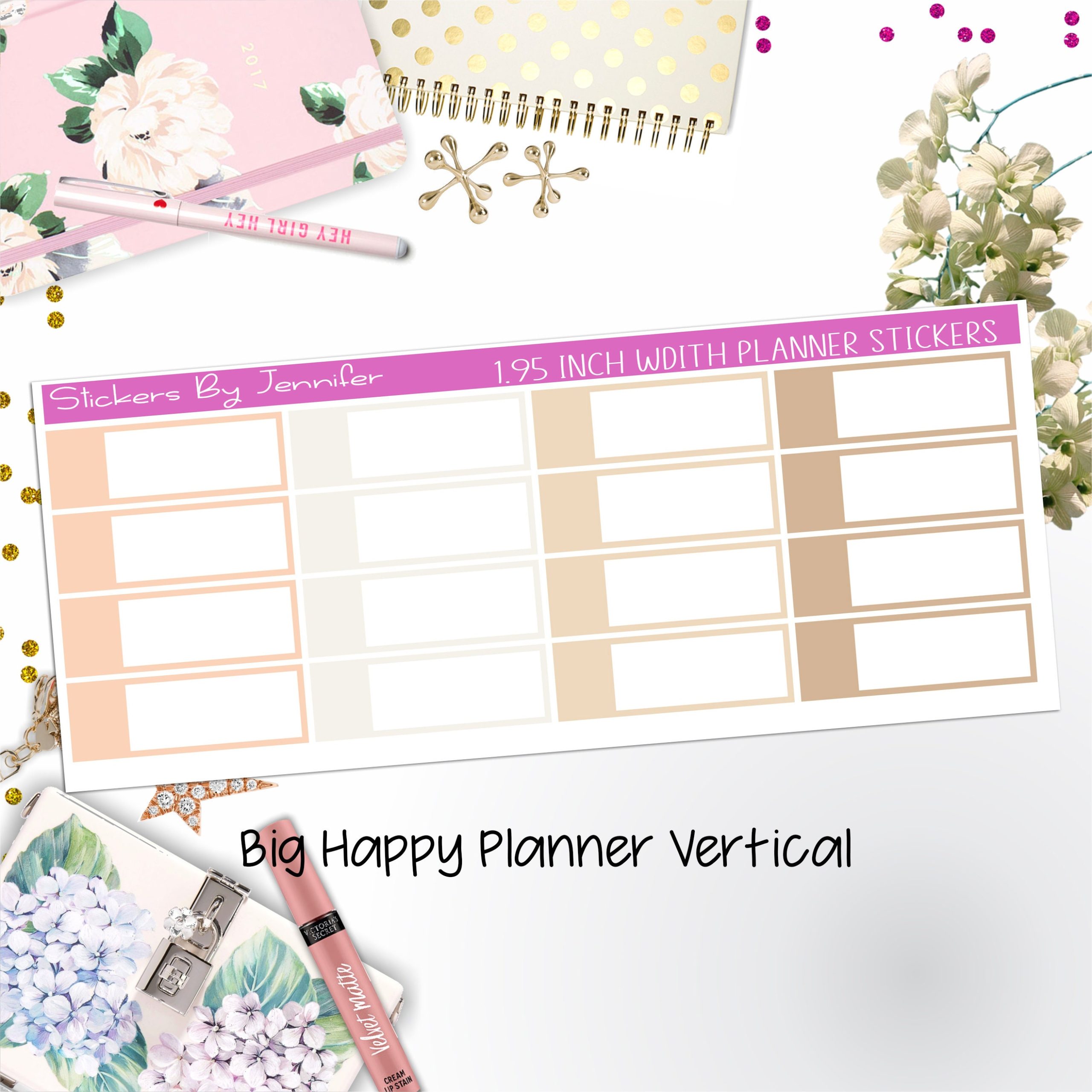 Appointment Labels 1.95 inch Width Quarter Boxes 723 for Big Happy Planner Vertical Planner Stickers