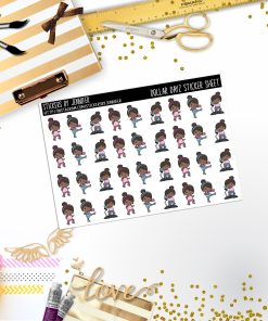 Character Girl Workout Mini DD018, Planner Stickers, Bullet Journal, Functional Planner Stickers, Stationary Stickers