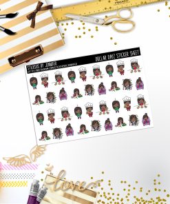 Christmas Girl Mini DD034, Planner Stickers, Bullet Journal, Functional Planner Stickers, Stationary Stickers