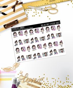 Crafting Character Girl Mini DD036, Planner Stickers, Bullet Journal, Functional Planner Stickers, Stationary Stickers