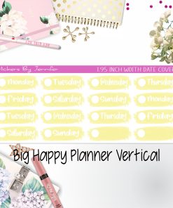 Date Covers 1.95 inch Width Quarter Box Labels 010 for Big Happy Planner Vertical Planner Stickers