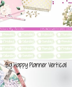 Date Covers 1.95 inch Width Quarter Box Labels 011 for Big Happy Planner Vertical Planner Stickers