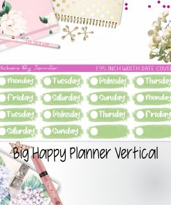 Date Covers 1.95 inch Width Quarter Box Labels 013 for Big Happy Planner Vertical Planner Stickers