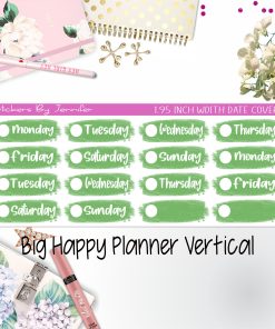 Date Covers 1.95 inch Width Quarter Box Labels 014 for Big Happy Planner Vertical Planner Stickers