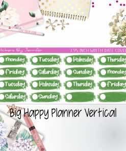 Date Covers 1.95 inch Width Quarter Box Labels 017 for Big Happy Planner Vertical Planner Stickers