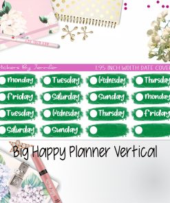 Date Covers 1.95 inch Width Quarter Box Labels 019 for Big Happy Planner Vertical Planner Stickers