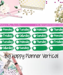 Date Covers 1.95 inch Width Quarter Box Labels 020 for Big Happy Planner Vertical Planner Stickers