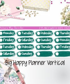 Date Covers 1.95 inch Width Quarter Box Labels 021 for Big Happy Planner Vertical Planner Stickers
