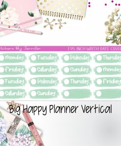 Date Covers 1.95 inch Width Quarter Box Labels 024 for Big Happy Planner Vertical Planner Stickers