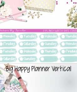 Date Covers 1.95 inch Width Quarter Box Labels 025 for Big Happy Planner Vertical Planner Stickers
