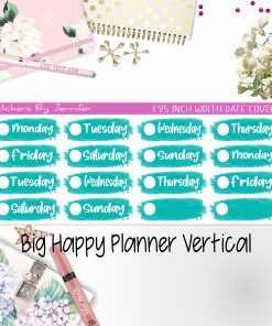 Date Covers 1.95 inch Width Quarter Box Labels 027 for Big Happy Planner Vertical Planner Stickers