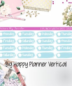 Date Covers 1.95 inch Width Quarter Box Labels 030 for Big Happy Planner Vertical Planner Stickers