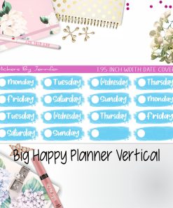 Date Covers 1.95 inch Width Quarter Box Labels 032 for Big Happy Planner Vertical Planner Stickers