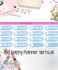Date Covers 1.95 inch Width Quarter Box Labels 034 for Big Happy Planner Vertical Planner Stickers