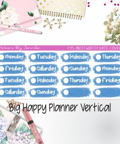 Date Covers 1.95 inch Width Quarter Box Labels 035 for Big Happy Planner Vertical Planner Stickers