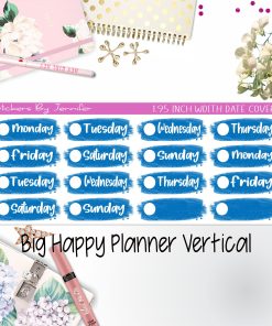 Date Covers 1.95 inch Width Quarter Box Labels 036 for Big Happy Planner Vertical Planner Stickers