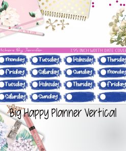Date Covers 1.95 inch Width Quarter Box Labels 038 for Big Happy Planner Vertical Planner Stickers