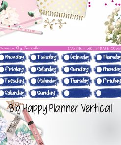 Date Covers 1.95 inch Width Quarter Box Labels 039 for Big Happy Planner Vertical Planner Stickers