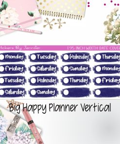 Date Covers 1.95 inch Width Quarter Box Labels 040 for Big Happy Planner Vertical Planner Stickers