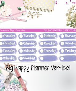 Date Covers 1.95 inch Width Quarter Box Labels 043 for Big Happy Planner Vertical Planner Stickers