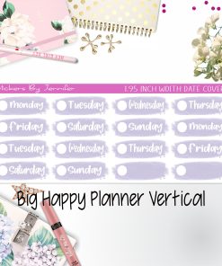 Date Covers 1.95 inch Width Quarter Box Labels 045 for Big Happy Planner Vertical Planner Stickers