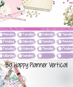 Date Covers 1.95 inch Width Quarter Box Labels 046 for Big Happy Planner Vertical Planner Stickers