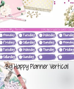 Date Covers 1.95 inch Width Quarter Box Labels 048 for Big Happy Planner Vertical Planner Stickers