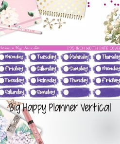 Date Covers 1.95 inch Width Quarter Box Labels 049 for Big Happy Planner Vertical Planner Stickers