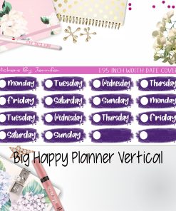 Date Covers 1.95 inch Width Quarter Box Labels 050 for Big Happy Planner Vertical Planner Stickers